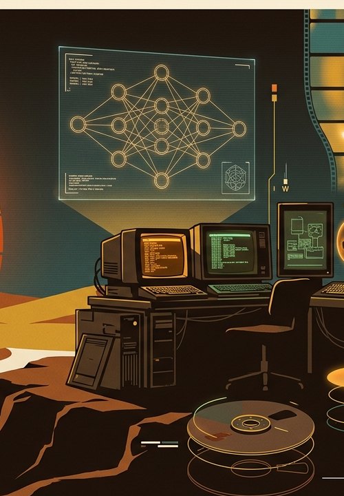 Illustration : réseau neuronal holographique au-dessus d'un poste de montage